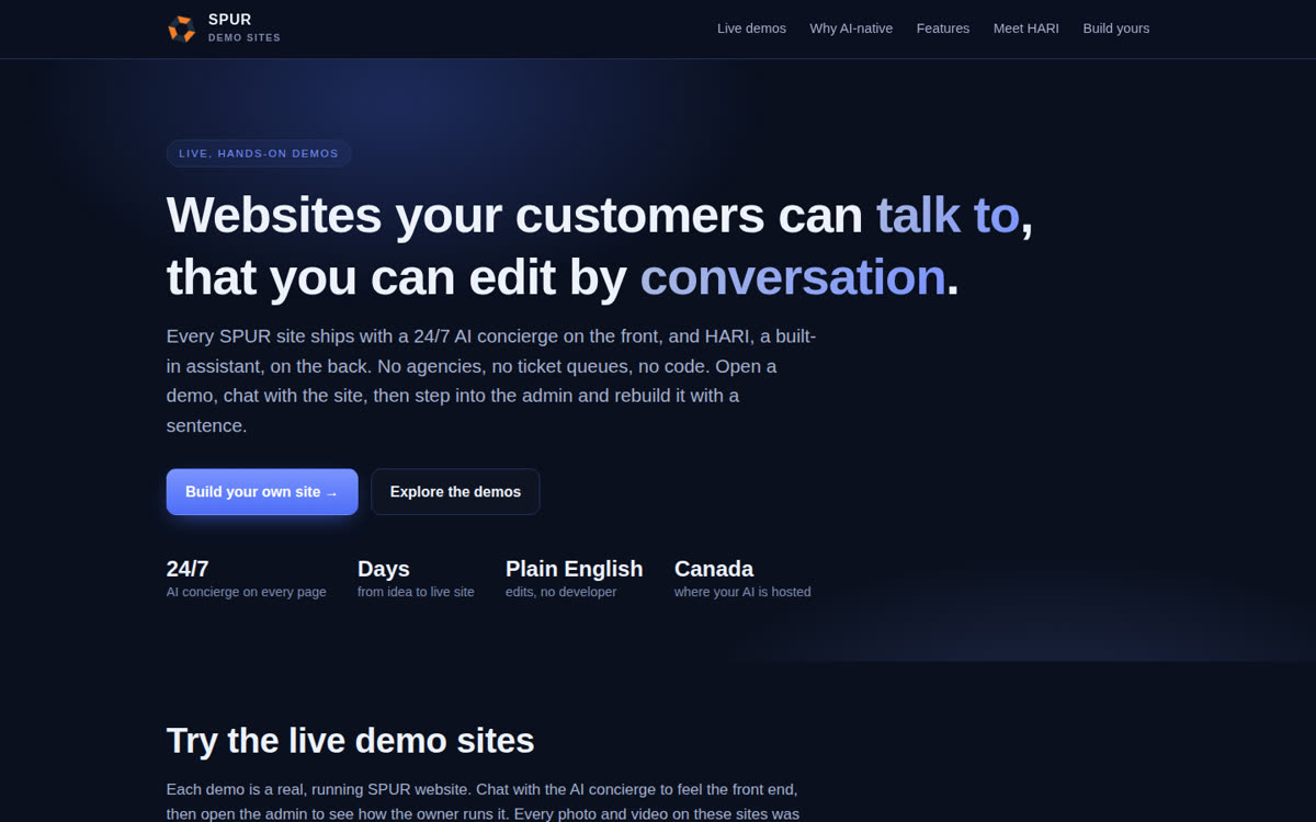 SPUR Website Creator - AI-native websites you can talk to