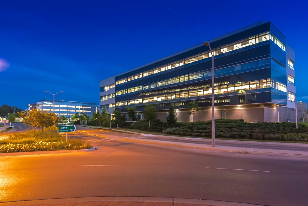 Technology campus at night