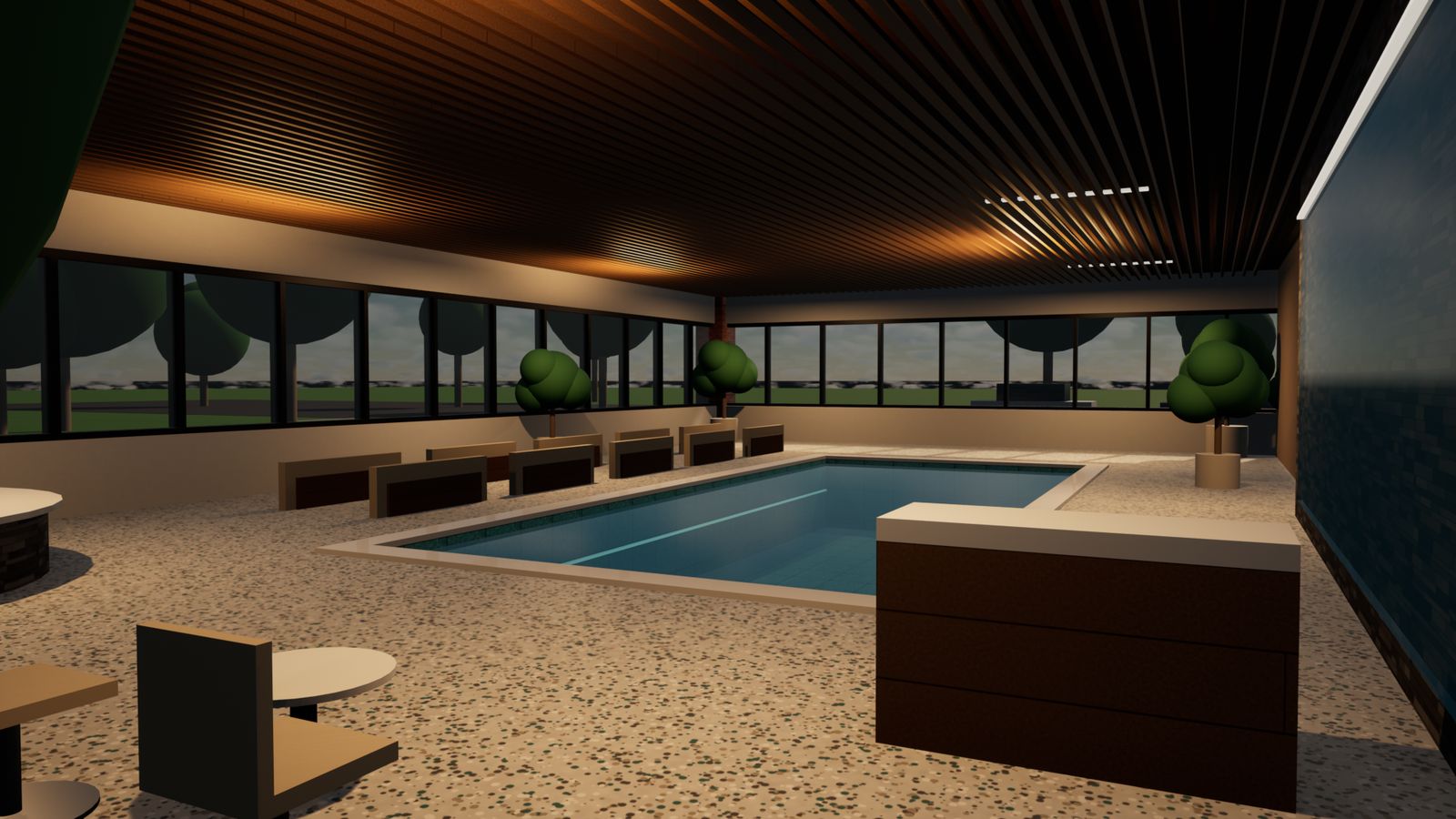 Unreal Engine model view of the hydrotherapy hall