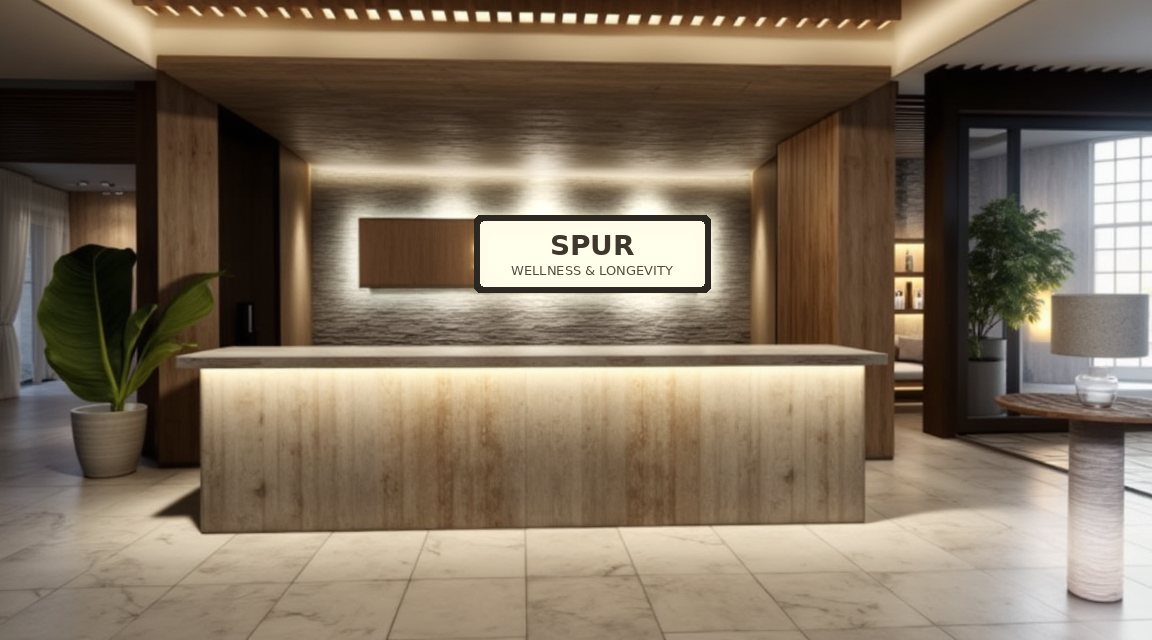 Reception desk with the stone feature wall